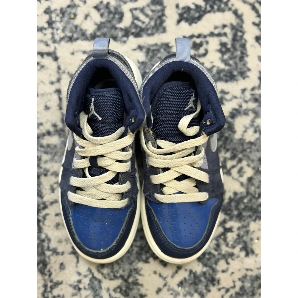 🔥Nike Air Jordan 1 Mid SE Craft (PS) Obsidian White Blue DX2195 400- SZ 10.5C